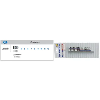 KOMPLET NASADEK 1/4 6-KĄTNE 9 SZTUK 4-13MM BLISTER