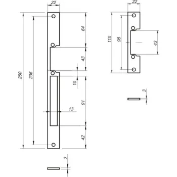 ZACZEP PŁASKI DO ELEKTROZACZEPU RE41B SZEROKOŚĆ 22MM MODEL B