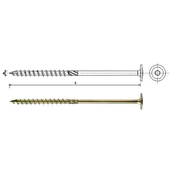 WKRĘT DO DREWNA Z KOŁNIERZEM NA TORX OCYNK ŻÓŁTY 8*280MM T40