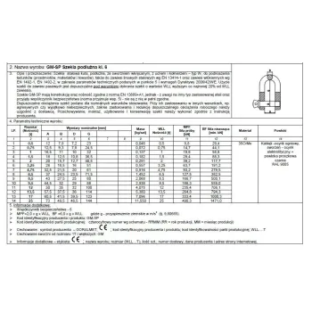 SZEKLA PODŁUŻNA KL.6 GM-SP 1.5T WLL