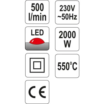 OPALARKA 2000W 70~550°C AKCESORIA WSKAŹNIK LED