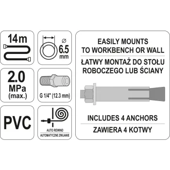 PRZEWÓD PNEUMATYCZNY NA ZWIJAKU AUTOMATYCZNYM 6.3MM 14M