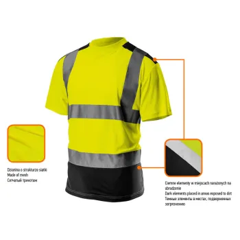 KOSZULKA T-SHIRT OSTRZEGAWCZY CIEMNY DÓŁ ŻÓŁTY XL