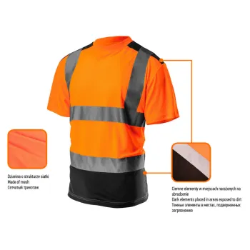 KOSZULKA T-SHIRT OSTRZEGAWCZY CIEMNY DÓŁ POMARAŃCZOWY XL