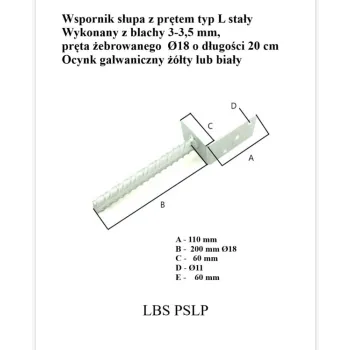 PODSTAWA SŁUPA TYP L PRĘT