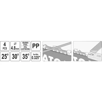 ZESTAW DO OSTRZENIA ŁAŃCUCHA 4.8MM 4SZT