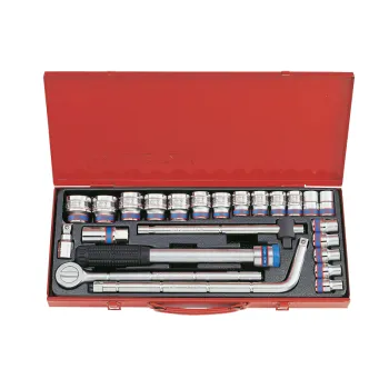 KOMPLET NASADEK 1/2'' 10-32MM 24 SZTUKI Z AKCESORIAMI, CHROM