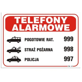 TABLICA 25*17.5CM TELEFONY ALARMOWE