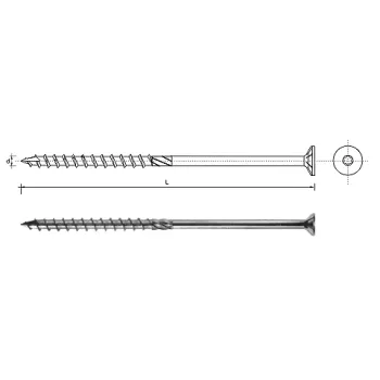 WKRĘT DO DREWNA Z ŁBEM STOŻKOWYM NA TORX 6*140MM T30