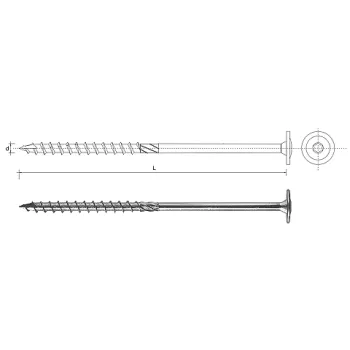 WKRĘT DO DREWNA Z KOŁNIERZEM NA TORX OCYNKOWANY 10*340MM T40