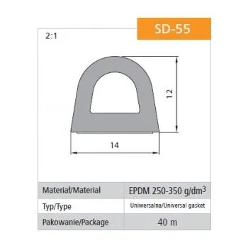 USZCZELKA SAMOPRZYLEPNA CZARNA SD-55/4-0 DGP 14*12 MB