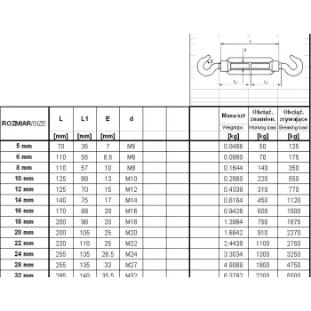 ŚRUBA RZYMSKA  HAK+HAK 6*110MM