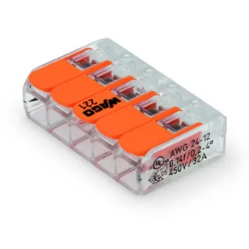 SZYBKOZŁĄCZKA 5X0,2-4MM2 TRANSPARENTNA/POMARAŃCZOWA 221-415