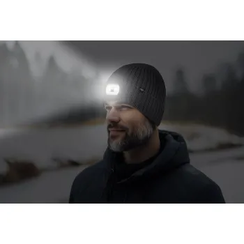 CZAPKA Z LATARKA LED RGB GRAFITOWA