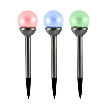LAMPA SOLARNA LED KULA RGB 8CM SZKLANA SATYNA
