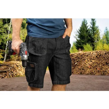 KRÓTKIE SPODENKI ROBOCZE DENIM, CZARNE M