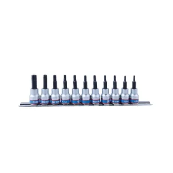 KPL.NASADEK TORX Z OTWOREM 3/8'' 11CZĘŚCI T8-T50 SZYNA