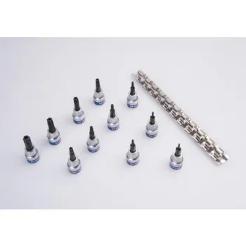 KPL.NASADEK TORX Z OTWOREM 3/8'' 11CZĘŚCI T8-T50 SZYNA