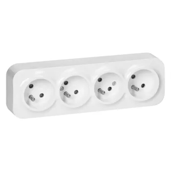 GNIAZDO POCZWÓRNE N/T TODO 2P+Z SCHUKO IP20, BIAŁY