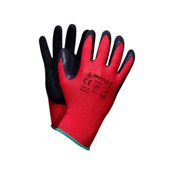 RĘKAWICE POLIESTER+LATEX RTELA, GNYLEX CZERWONO-CZARNE 8